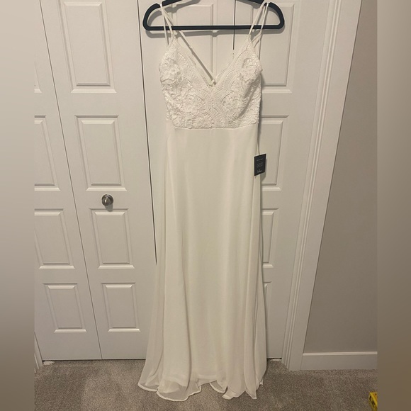 lulus madalyn white lace maxi dress LULUS Madalyn White Lace Maxi Summer Wedding Dress XL